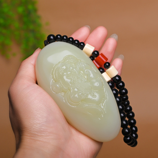 阿富汗玉财神手把件新疆青玉男士把玩件招财玉石玉器女士手把件