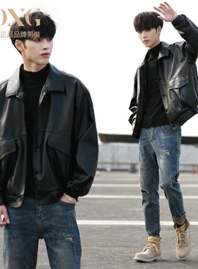 真皮皮衣男春秋季2026新款韩版宽松皮夹克机车服休闲潮牌男士外套