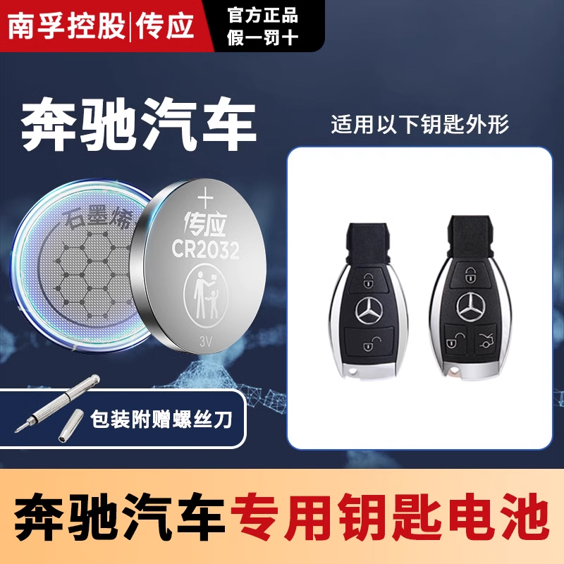 适用奔驰e级e300le200Le320Ls320le260lcls级s260s320s400迈巴赫EQE EQS钥匙电池汽车遥控器南孚传应纽扣电子