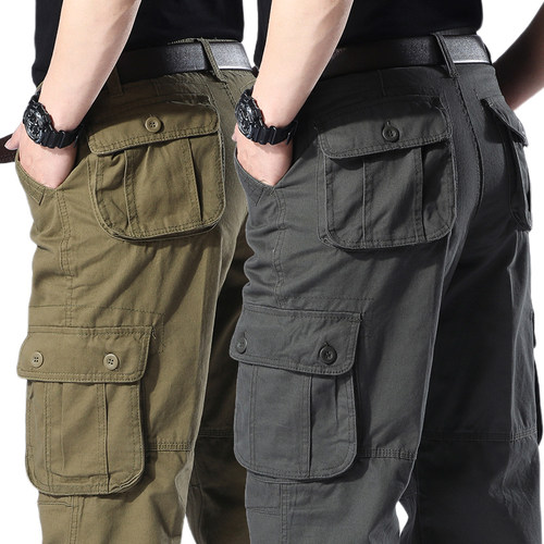 春秋大码纯棉干活多口袋工装裤