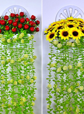 高档仿真绿植挂墙花篮装饰品假花