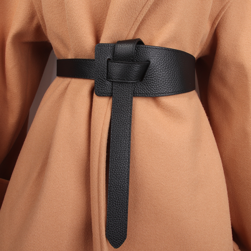 打结百搭风复古收腰宽皮带