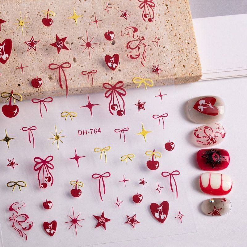 樱桃蝴蝶结美甲贴纸平面背胶百搭星月蝴蝶结diy指甲贴纸饰品 DH款,彩妆/香水/美妆工具,穿戴甲/甲片,淘宝优惠券,粉丝福利购,淘宝优惠卷