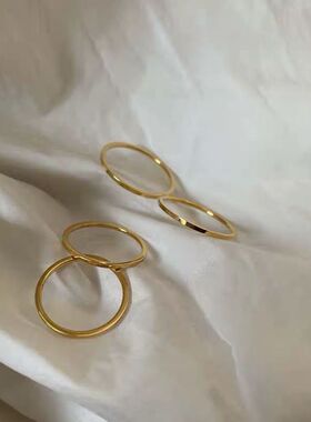 不褪色包金时尚个性风极细戒指