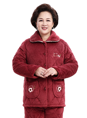 女珊瑚绒加绒加厚保暖三层夹棉