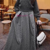 小岛阳菜H家 原厂追加D 现货发 甜美植绒波点粗花呢大裙摆半身裙