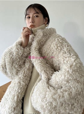保暖过冬天！原厂追加~松本惠奈 C1ane 颗粒羊羔绒加厚宽松短外套