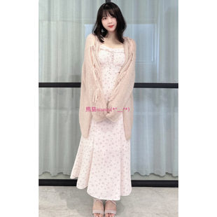 纯元贵牌!法式甜美风~D家 马海毛慵懒风针织开衫+碎花吊带连衣裙