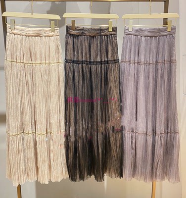 新年款重磅！纯圆款LB家 高腰拼接褶皱蕾丝薄纱半身裙