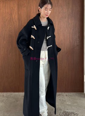 原厂追加！松本惠奈C1ane 牛角扣连帽羊毛呢女大衣外套13101-0142