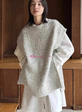 外搭点睛！原厂出~松本惠奈C1ane 侧开叉拉链粗花呢针织马甲背心