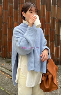 原厂独家现货！松本惠奈C1ane 半高领侧开叉斗篷式羊毛针织衫毛衣