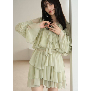 甜美荷叶边裙摆衬衫 气质仙仙系列 纯元 LB家 两件套261121 短裙裤