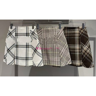 S家 款 高腰格纹粗纱线羊毛呢迷你短半身裙254143 纯元 25年新色系