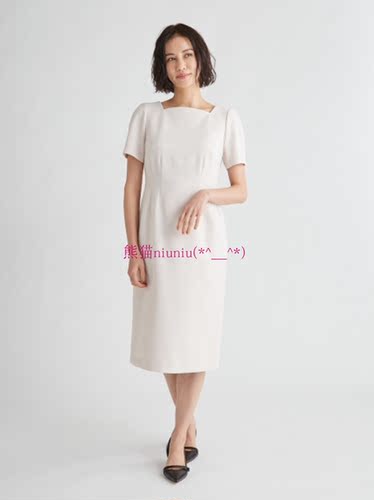 原厂追加！倍显气质~Ce1f0rd 方领短袖开叉纯色连衣裙 CWFO221037