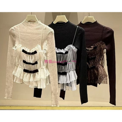 褶皱吊带背心+修身针织衫两件套