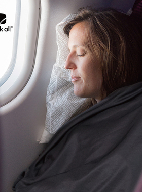 packall出差商务旅行毯午休保暖盖毯小毛毯子便携收纳四季通用