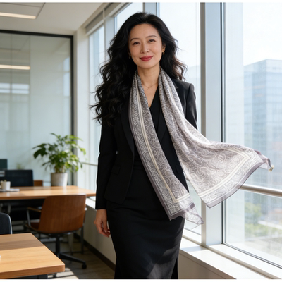 新品【银灰腰果】夏季大尺寸80*180轻薄透气中国风时尚百搭2287