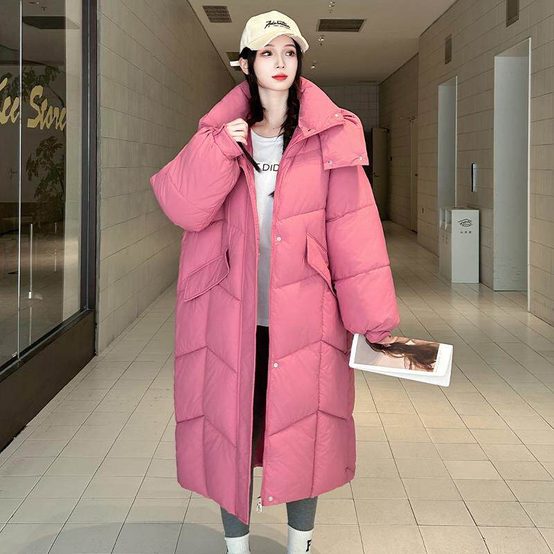 棉衣女中长款2025冬季加厚韩版洋气爆款chic连帽保暖棉袄棉服外套