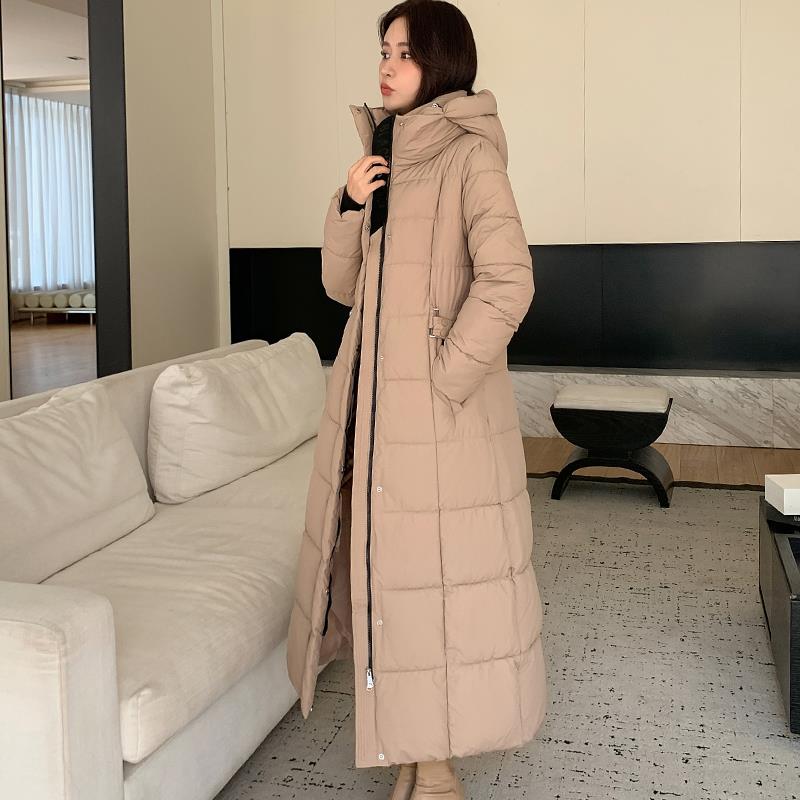 新款棉服女长款过膝到脚踝棉袄超长款加厚修身冬季外套加长款棉衣