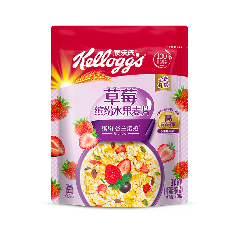 家乐氏缤纷水果即食草莓麦片400g