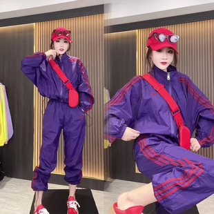 欧洲站女装新款防晒服套装夏休闲运动服两件套字母网红防晒两件套