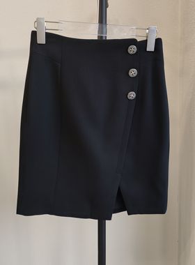 迪笛ou正品断码亏清 秋装新款 黑色百搭高腰显瘦包臀半身短裙女