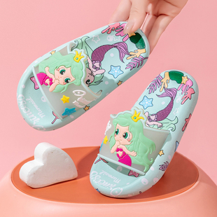 儿童女孩凉拖鞋 夏卡通可爱软底美人鱼女童宝宝室内防滑一字拖公主