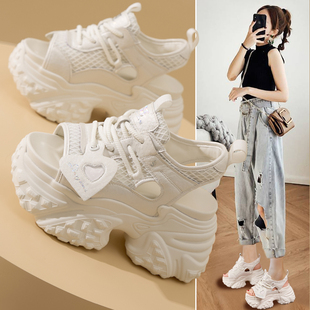 厚底超高跟10公分坡跟凉鞋女2025夏季新款鱼嘴小个子外穿运动休闲