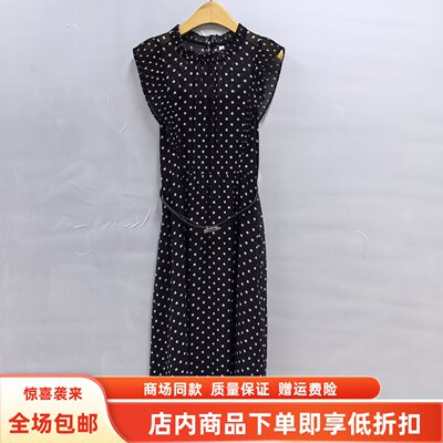 BF2L8119夏装2026女新款时尚优雅黑色波点无袖雪纺长裙气质连衣裙