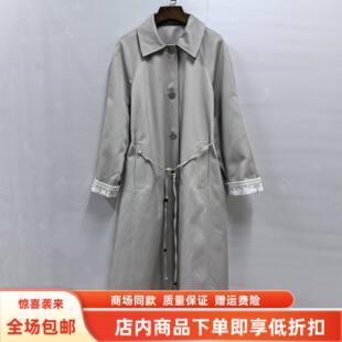 艾26-0518春装2026新款时尚韩系单排扣风衣系带配丝巾中长款外套