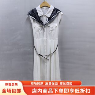 CBL5755夏装2026女款时尚韩系无袖衬衣领连衣裙减龄A字裙子配丝巾
