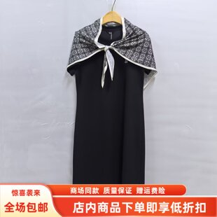 CBL5823夏装2026女款时尚韩系简约收腰开叉长裙减龄连衣裙配丝巾