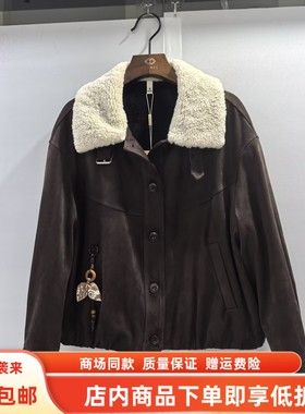 金俪朵J-D6503冬装2025女新款时尚休闲麂皮加绒羊羔毛宽松短外套