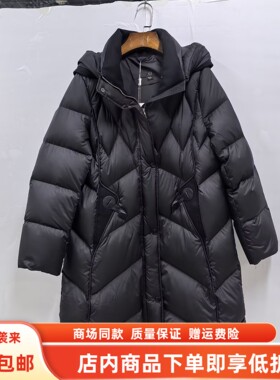 菲姿彩HZ-G257025冬装2025女新款休闲鸭绒保暖连帽中长羽绒服外套