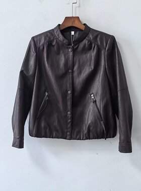 商场同款JR8500秋装2026女时尚显瘦休闲立领夹克短款百搭皮衣外套