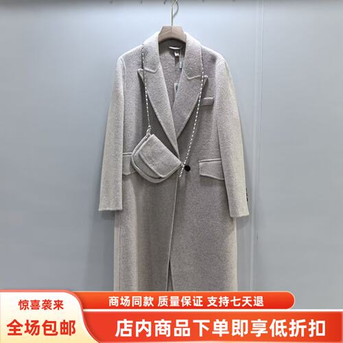 舒袖D-268919冬装2026女款时尚休闲绵羊毛大衣长款双排扣毛呢外套