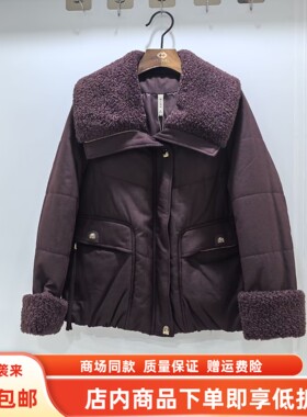 衣昌红90521冬装2025女款时尚休闲羊羔毛翻领加厚棉衣保暖短外套