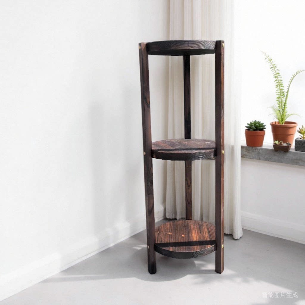 碳化实木多层花盆架子落地式室内阳台多肉植物客厅花架三层花几