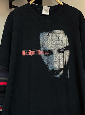 Marilyn Manson玛丽莲曼森vintage高街哥特风暗黑鬼脸男女短袖T恤