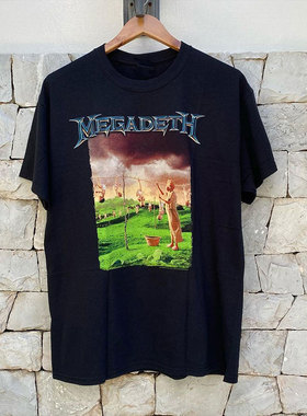 Megadeth速度金属摇滚乐队chic嘻哈哥特风潮流落肩男女短袖Tee恤