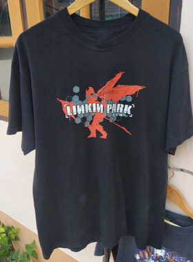 林肯公园linkinpark周边摇滚tee重磅短袖小领口痞帅质感设计T恤男