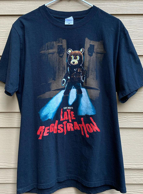 Late Registration Kanye West侃爷辍学小熊高街复古男女短袖T恤