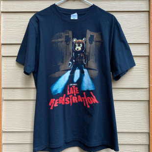 Late Registration Kanye West侃爷辍学小熊高街复古男女短袖T恤