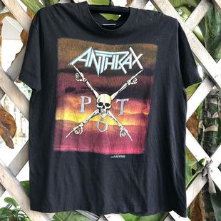 Anthrax炭疽乐队激流金属摇滚潮流短袖男女小众vintage复古Tee恤