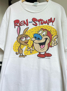 Ren and Stimpy莱恩和史丁比欧美动漫周边短袖男女情侣款潮流T恤