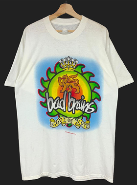 Bad Brains摇滚乐队复古古着oversize短袖美潮阿美咔叽男女T恤