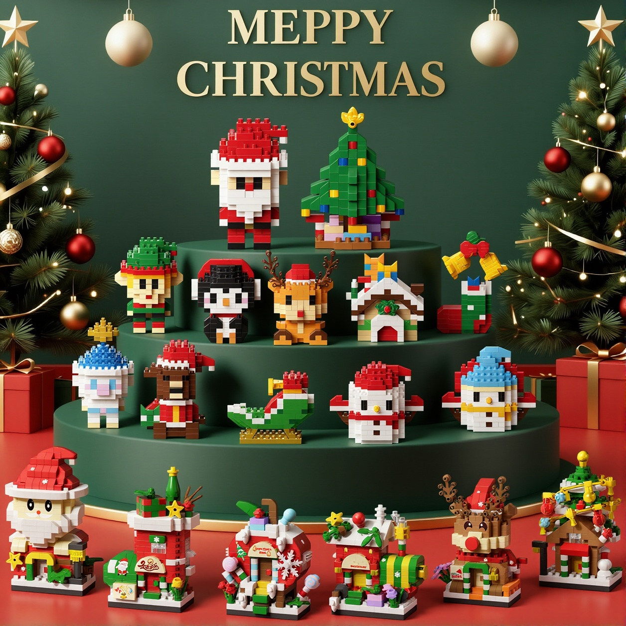 圣诞礼物街景积木班级采购批发