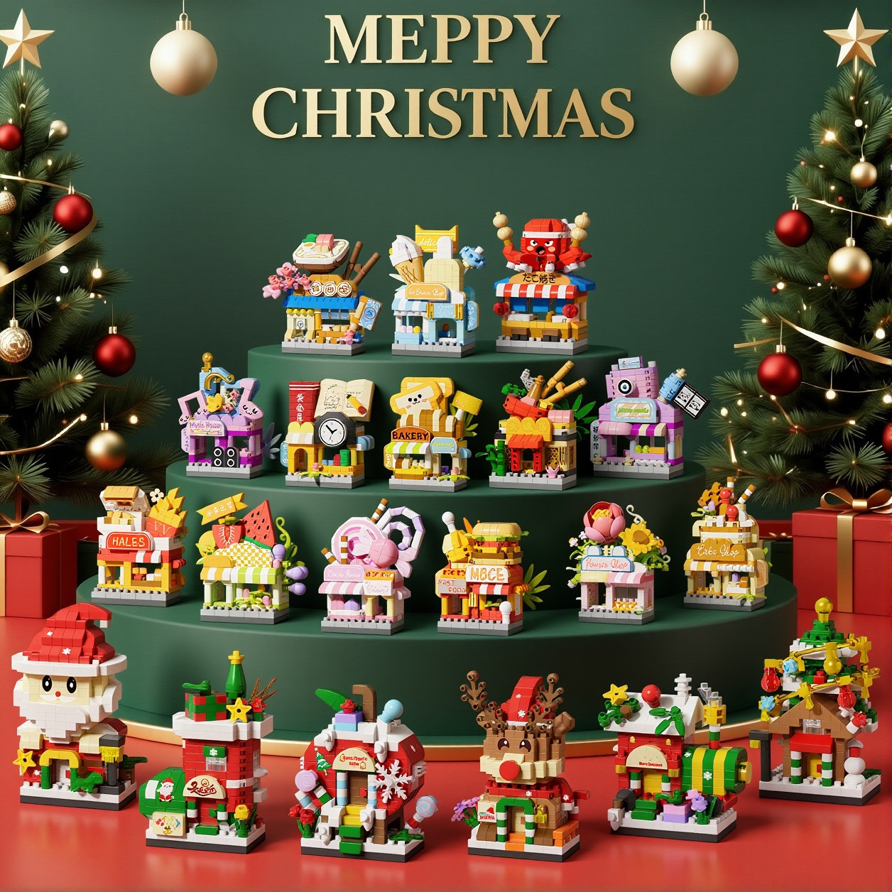 圣诞礼物街景积木班级采购批发