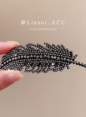 新款超闪满钻羽毛叶子发夹侧边夹刘海夹发饰头饰精致侧边夹掰掰